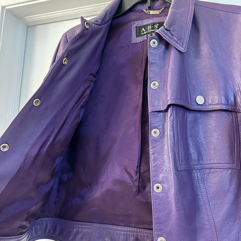 Vintage A.B. S. By Allen Schwartz purple Leather Jacket - Picture 4 of 10